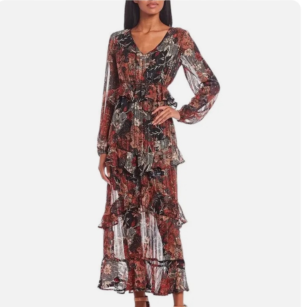 Jessica Simpson Women's Bianca Waist Cutout Floral Print Maxi Dress